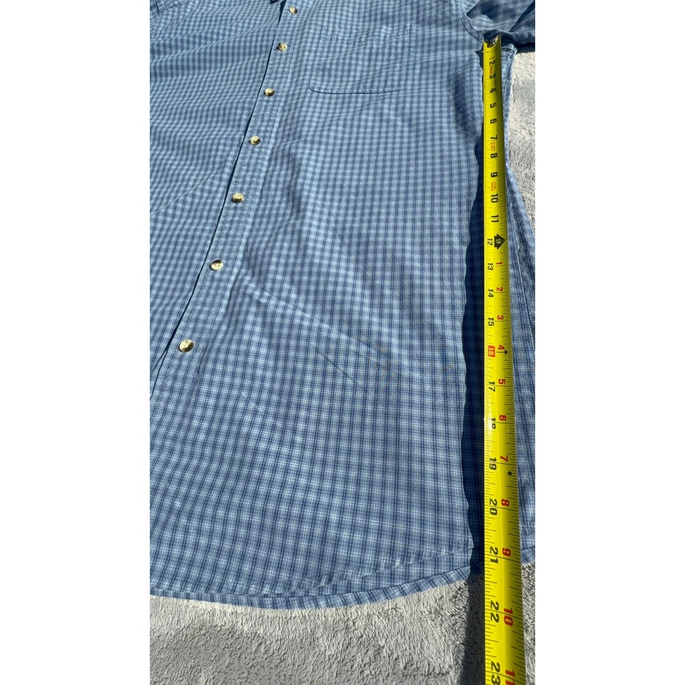 LL Bean Mens Large Tall Blue Plaid Button Down Shirt 100% Cotton Long Sleeve - Picture 6 of 13